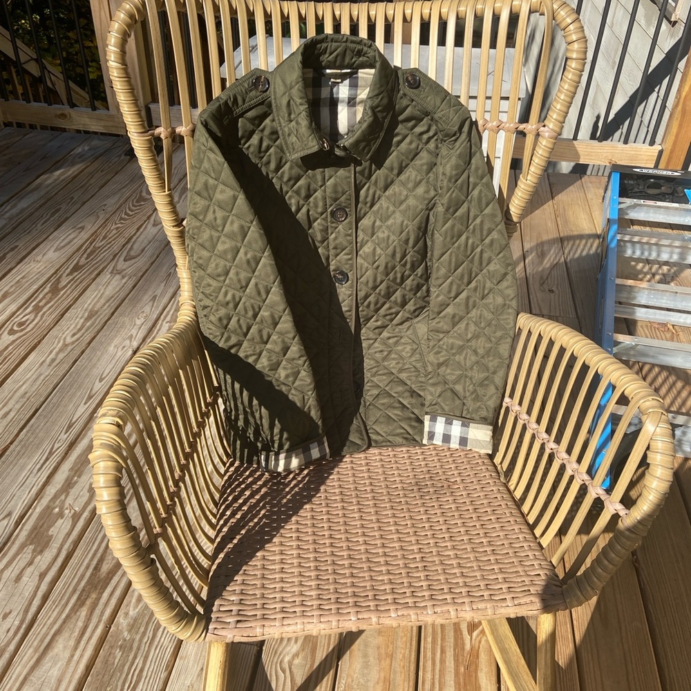 Burberry Dark Green Quilted Utility Jacket